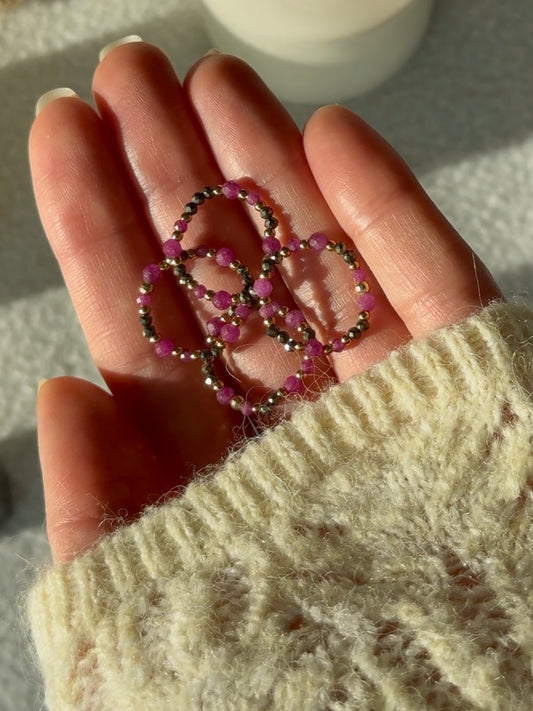 Pierścionek Eclair z pirytu i rubinu